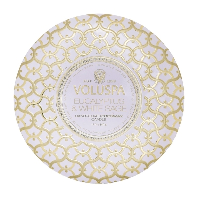 Voluspa 3 Wick Decorative Tin Candle - Eucalyptus & White Sage 340g/12oz