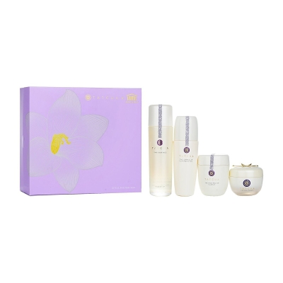 Tatcha Ritual For Skin Set: Camellia Cleansing Oil 150ml + Essence 150ml + Silk Cream 50ml + Rice Polish 60g 4pcs