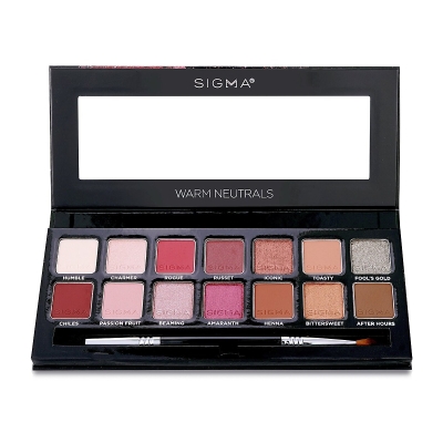 Sigma Beauty Warm Neutrals Eyeshadow Palette (14x Eyeshadow + 1x Dual Ended Brush) 19.04g/0.67oz