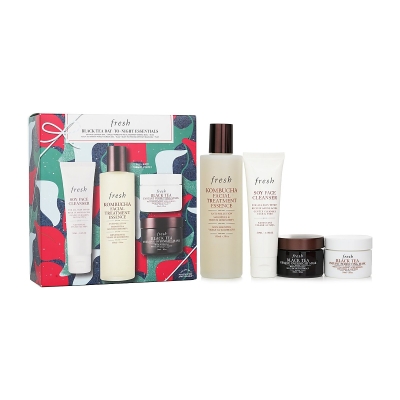 Fresh Black Tea Set: Soy Face Cleanser+Kombucha F.T. Essence+Instant Perfecting Mask+Firming Overnight Mask 4pcs