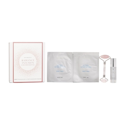 Skin Medica Radiance Infusion Ultra Hydrating Ritual Set: HA Rejuvenating Hydrator 28.4g + Ultra Hydrating Sheet Mask 2pcs + Rose Quartz Roller 4pcs