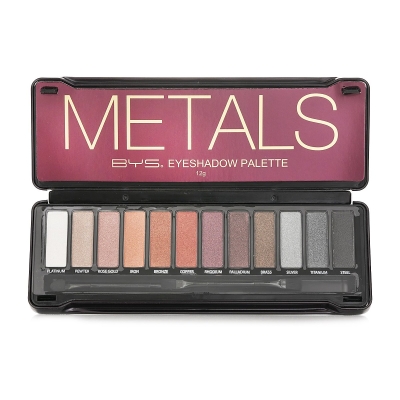 BYS Eyeshadow Palette (12x Eyeshadow, 2x Applicator) Metals 12g/0.42oz