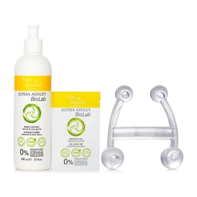 Alyssa Ashley Biolab Tiare & Almond Body Lotion + Shower Gel + Massager 3pcs