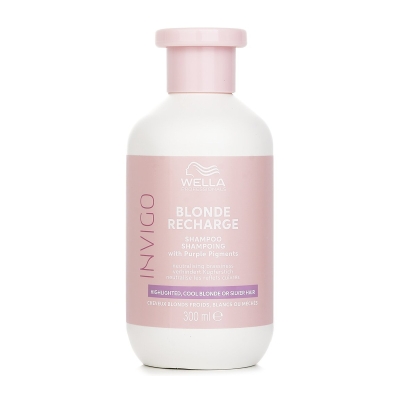 Wella Invigo Blonde Recharge Shampoo With Purple Pigments Highlighted, Cool Blonde Or Silver Hair 300ml