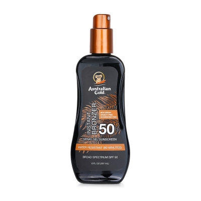 Australian Gold Spray Gel Sunscreen SPF 50 with Instant Bronzer(Label slightly damaged) 237ml/8oz