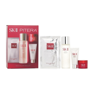SK-II Best Seller Trial Kit: Facial Treatment Ess. 75ml+Facial Treatment Cleanser 20g+SKINPOWER Advanced Cream 15g+ F.T Mask 1pcs 4pcs