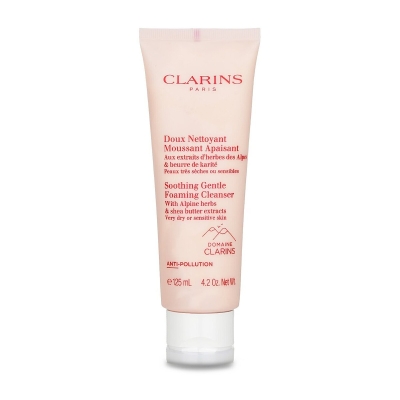 Clarins Zklidňuj&iacute;c&iacute; jemn&yacute; pěniv&yacute; čistic&iacute; př&iacute;pravek s alpsk&yacute;mi bylinkami a v&yacute;tažky z bambuck&eacute;ho m&aacute;sla &ndash; velmi such&aacute; nebo citliv&aacute; pleť 125ml/4.2oz