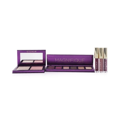 Sigma Beauty Magnifique Makeup Collection (1x Eyeshadow Palette + 1x Berry Glow Cheek Duo + 1x Adored Mini Lip Set + Bag) Picture Color