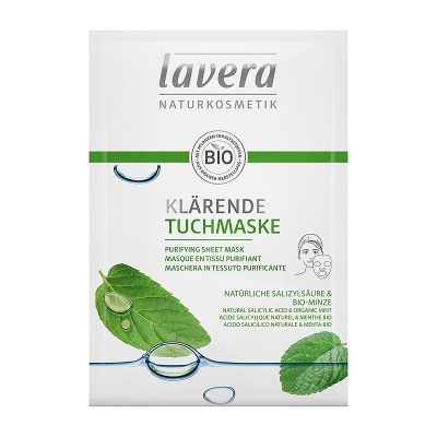 Lavera Sheet Mask - puhdistava (luonnollinen salisyylihappo ja luomu minttu) 1sheet