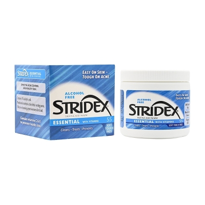 Stridex Alcohol Free Salicylic Acid 1% Essential with Vitamins Acne Pads 55pcs