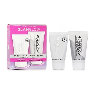Glamglow Porertensende og Minimering Sett: Supermud Rensing Behandling 15g + Superwatergel Fuktighetskrem 15ml 2pcs