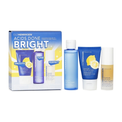Ole Henriksen Acids Done Bright Set: Lemonade Smoothing Scrub 30g + Glow2OH Dark Spot Toner 65ml + Dewtopia 20% Acid Night Treatment 15ml 3pc