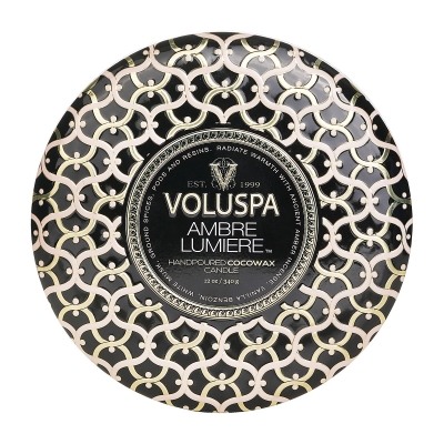 Voluspa 3 Wick Decorative Tin Candle - Ambre Lumiere 340g/12oz