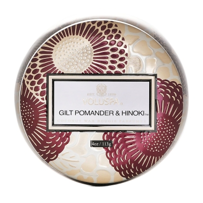 Voluspa Mini Tin Candle - Gilt Pomander & Hinoki 113g/4oz