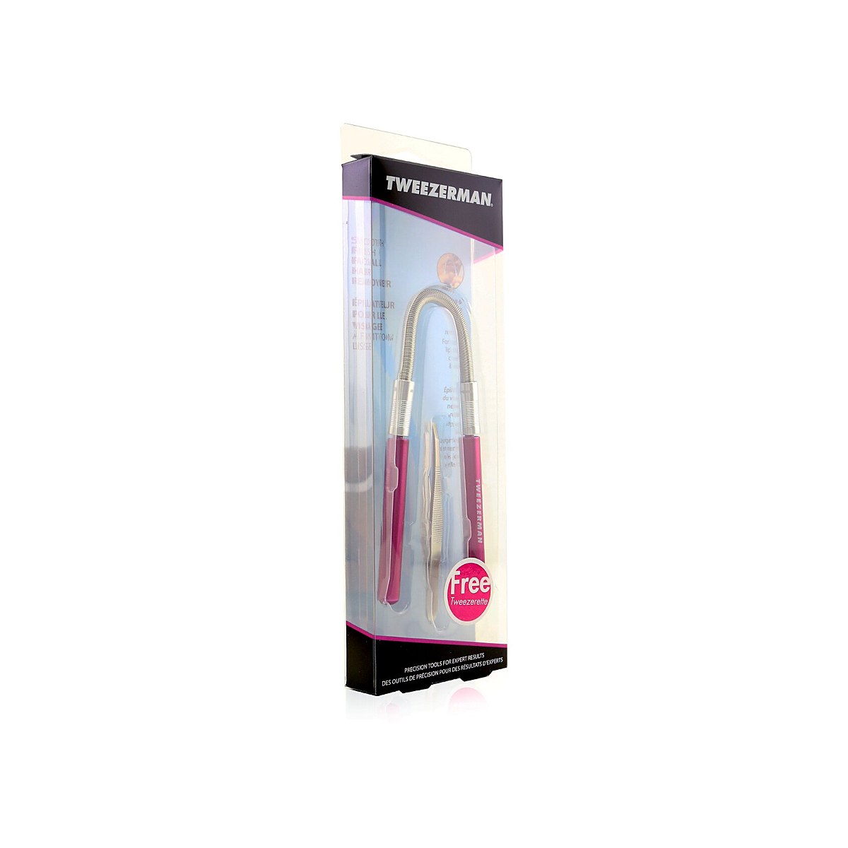 Tweezerman Smooth Finish Facial Hair Remover Pink (With Stainless Slant Tweezerette) 2pcs