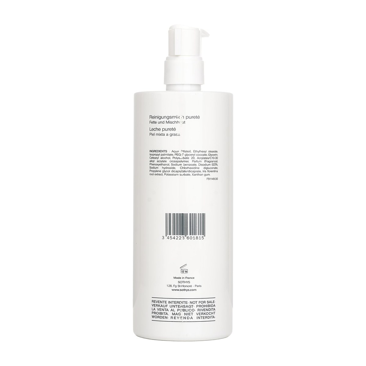 Sothys Čist&iacute;c&iacute; ml&eacute;ko Purity &ndash; pro sm&iacute;&scaron;enou až mastnou pleť, s v&yacute;tažkem z kosatce (velikost salonu) 500ml/16.9oz
