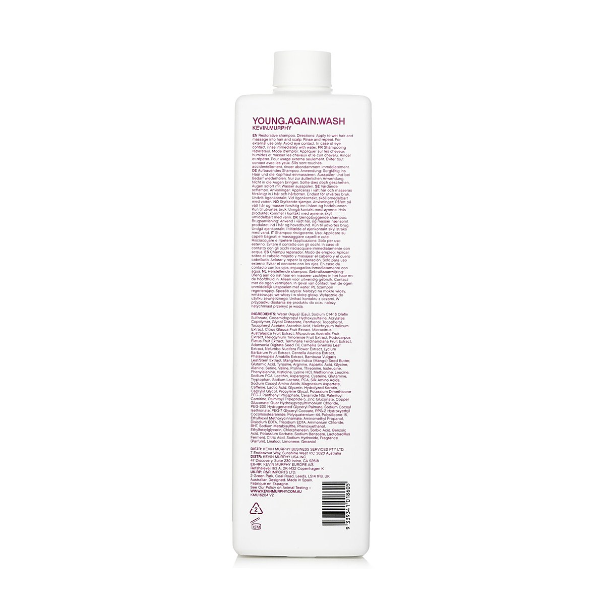 Kevin.Murphy Young.Again.Wash (Immortelle and Baobab Infused Restorative Softening Shampoo - To Dry Brittle Hair) 1000ml/33.6oz