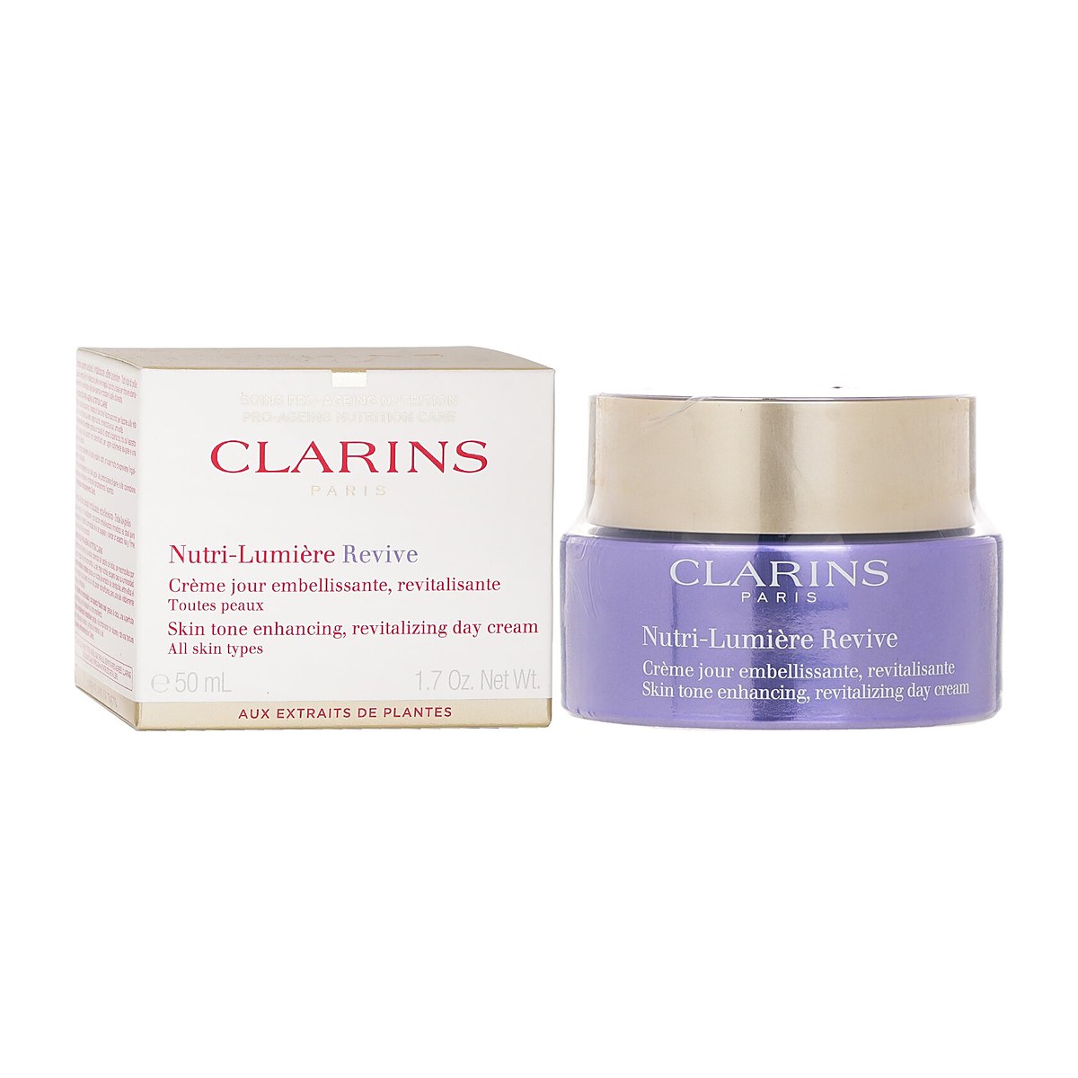 Clarins Nutri-Lumiere Revive ihon s&auml;vy&auml; parantava, elvytt&auml;v&auml; p&auml;iv&auml;voide 50ml/1.7oz