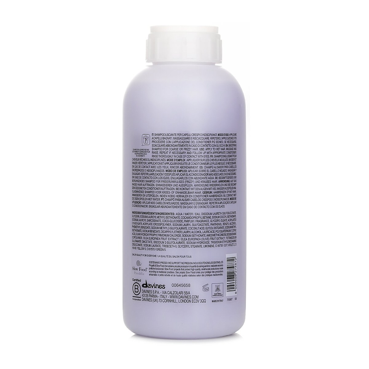 Davines 러브 러블리 스무딩 샴푸 (거칠고 부스스한 모발용) 1000ml/33.8oz