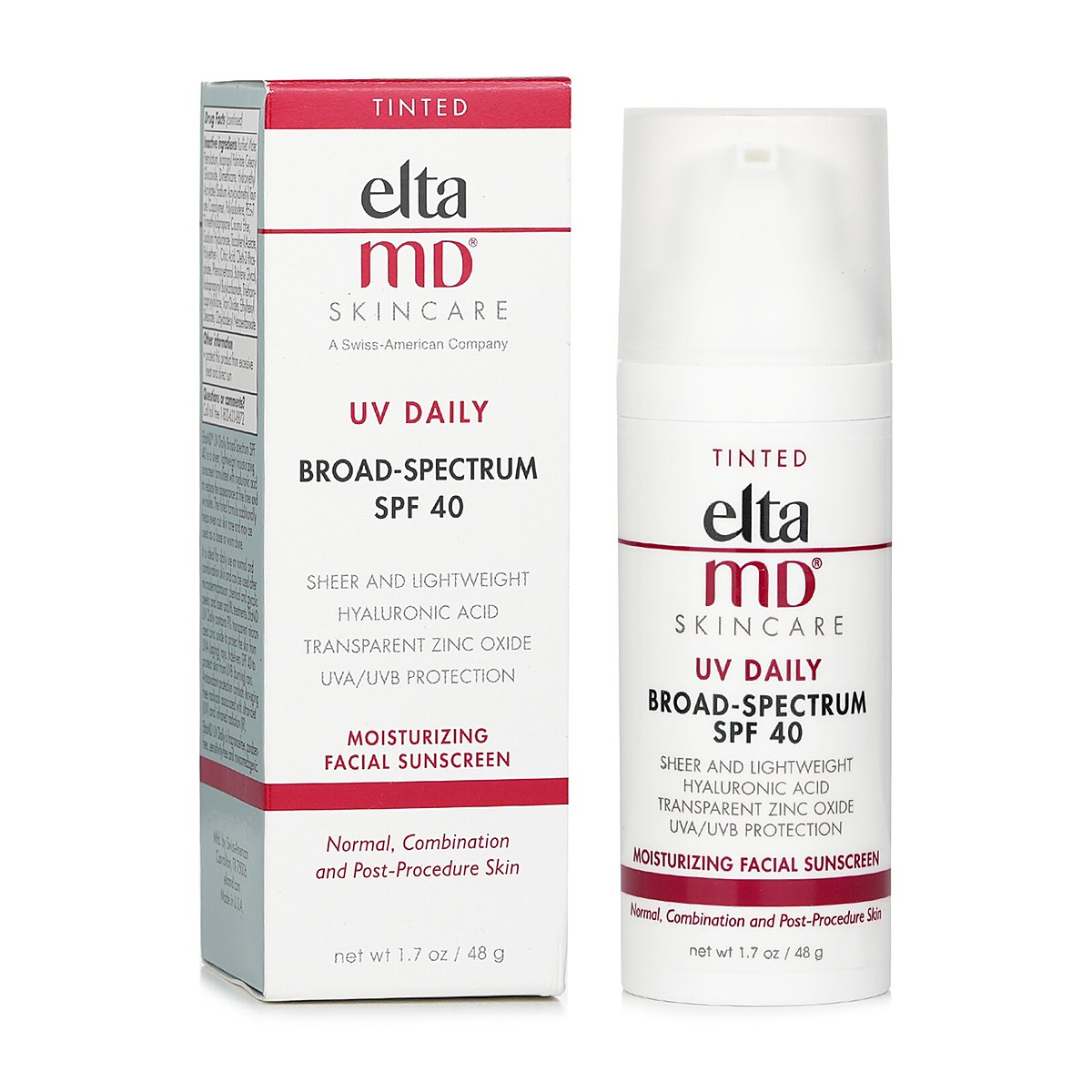 EltaMD UV Daily Moisturizing Facial Sunscreen SPF 40 - For Normal, Combination & Post-Procedure Skin - Tinted (Random Packaging) 48g/1.7oz