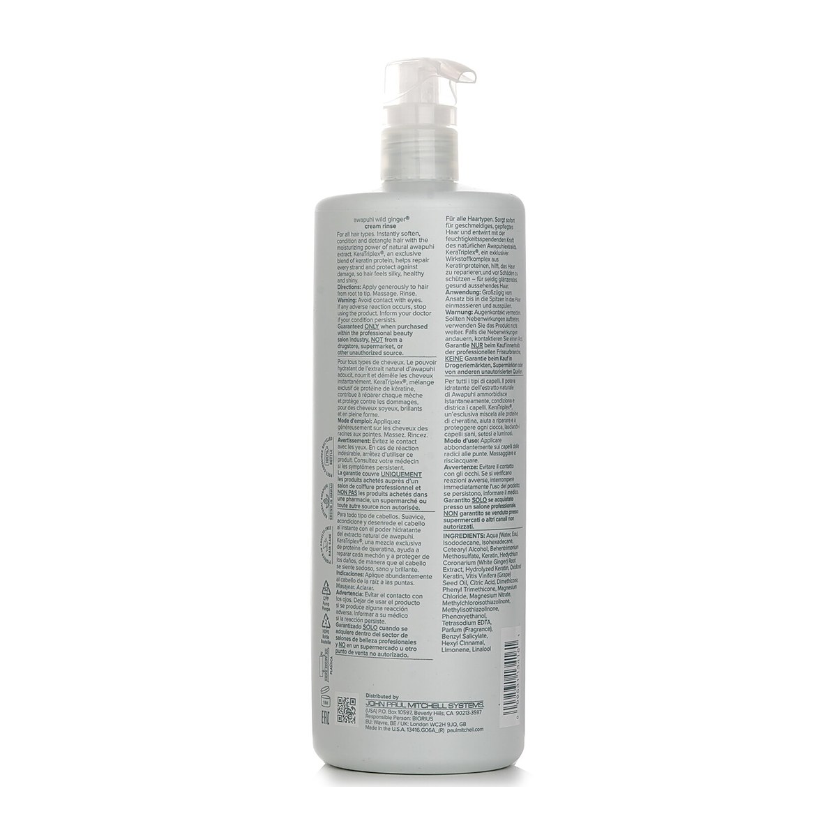 Paul Mitchell Crema de enjuague reparadora con jengibre silvestre Awapuhi 1000ml