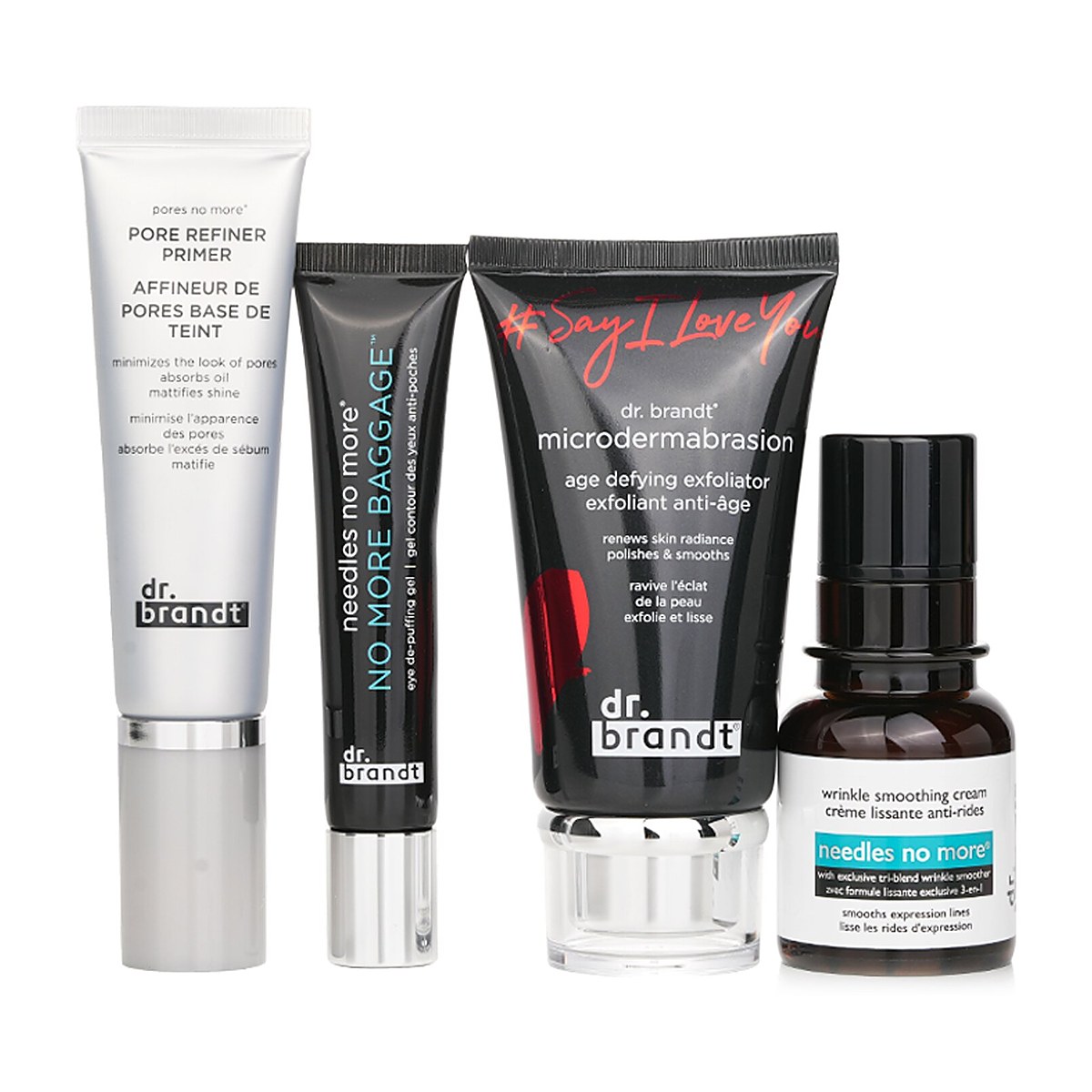 Dr. Brandt Zestaw 25 lat dr Brandta: Mikrodermabrazja 60g+ Krem wygładzający zmarszczki 15g+ Baza redukująca pory 30ml+ No More Baggage 15g 4pcs