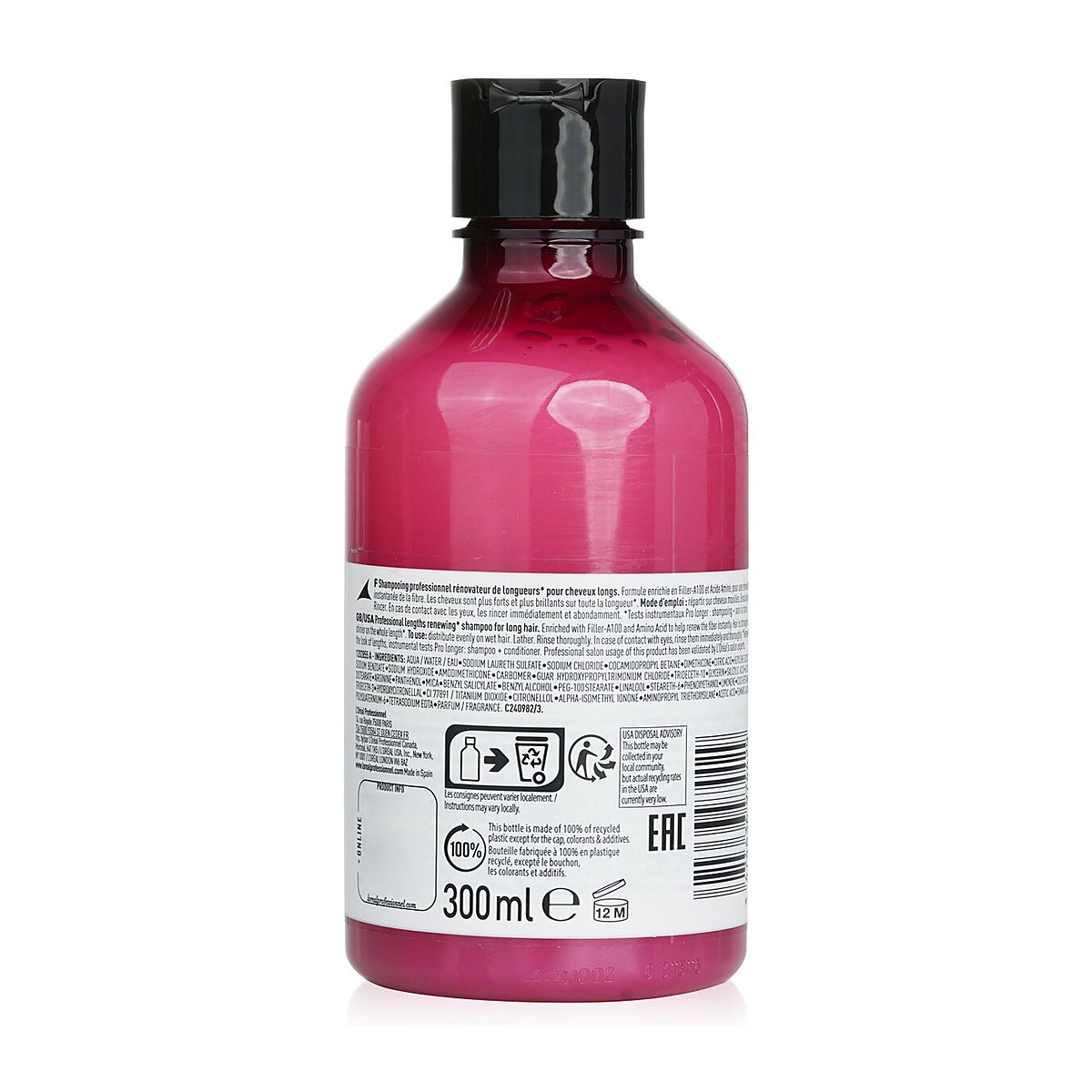L'Oreal 프로페셔널 세리 엑스퍼트 - 프로 롱거 필러-A100 + 아미노산 렝스 리뉴잉 샴푸 300ml/10.1oz