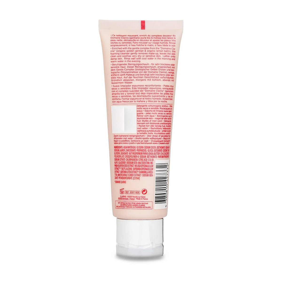 Clarins Zklidňuj&iacute;c&iacute; jemn&yacute; pěniv&yacute; čistic&iacute; př&iacute;pravek s alpsk&yacute;mi bylinkami a v&yacute;tažky z bambuck&eacute;ho m&aacute;sla &ndash; velmi such&aacute; nebo citliv&aacute; pleť 125ml/4.2oz