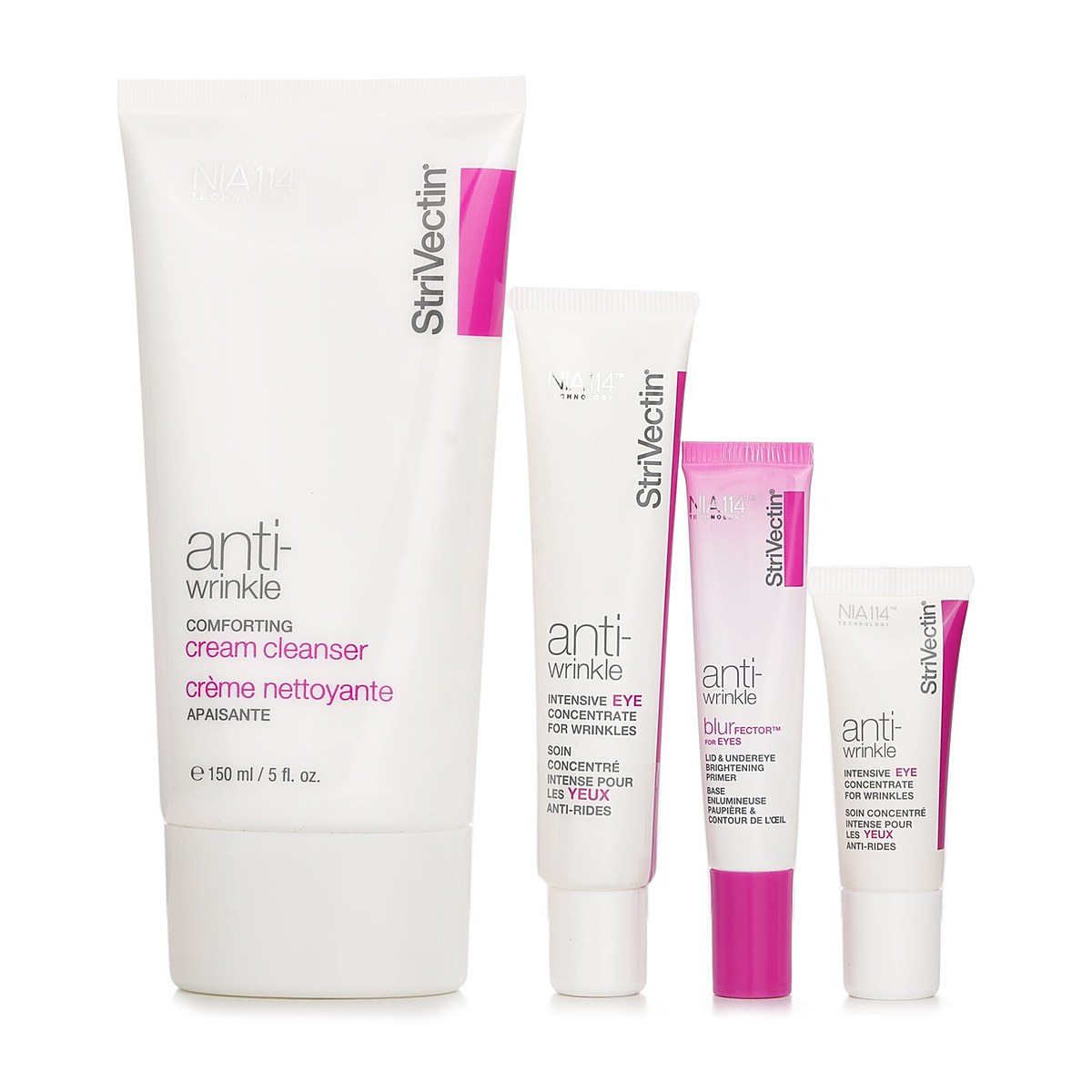 StriVectin Skin Transforming Collection (Trio de tamanho completo): Cleanser 150ml + Eye Concentrate (30ml+7ml) + Eyes Primer 10ml 4pcs