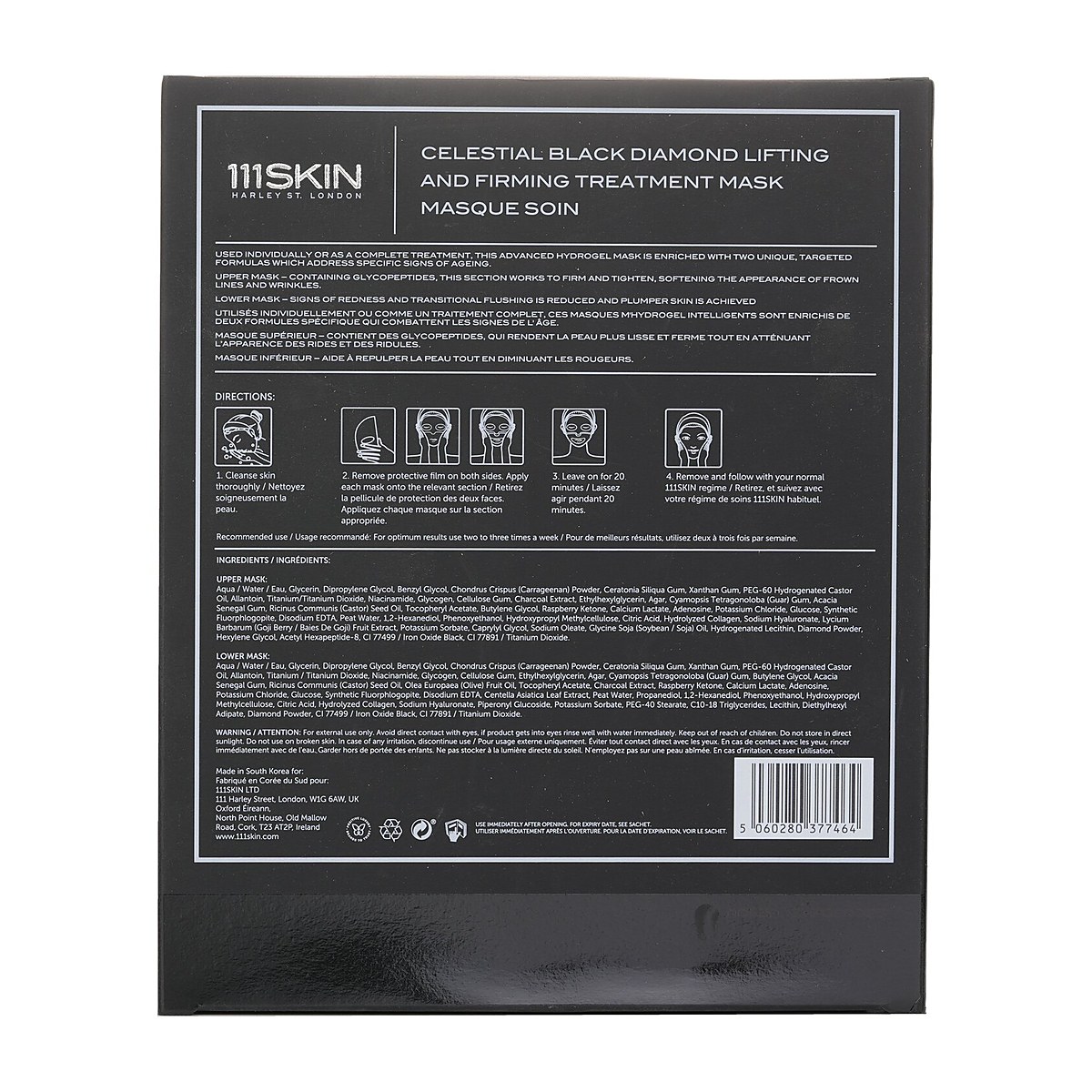 111skin Celestial Black Diamond Lifting and Firming Treatment Mask 31ml/1.04oz x 5