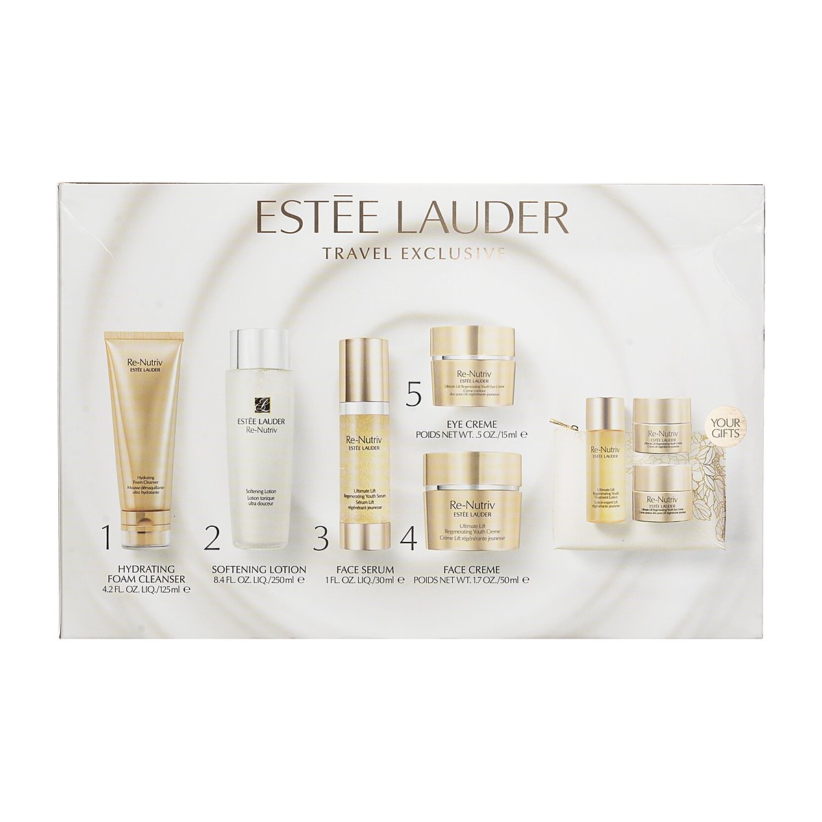 Estee Lauder The Secret Of Infinite Beauty Ultimate Lift Travel Collection: Creme 50ml+Serum 30ml+Eye Creme 15ml+Lotion &Mu;&alpha;&lambda;&alpha;&kappa;&tau;&iota;&kappa;ό 250ml... 8pcs+1bag