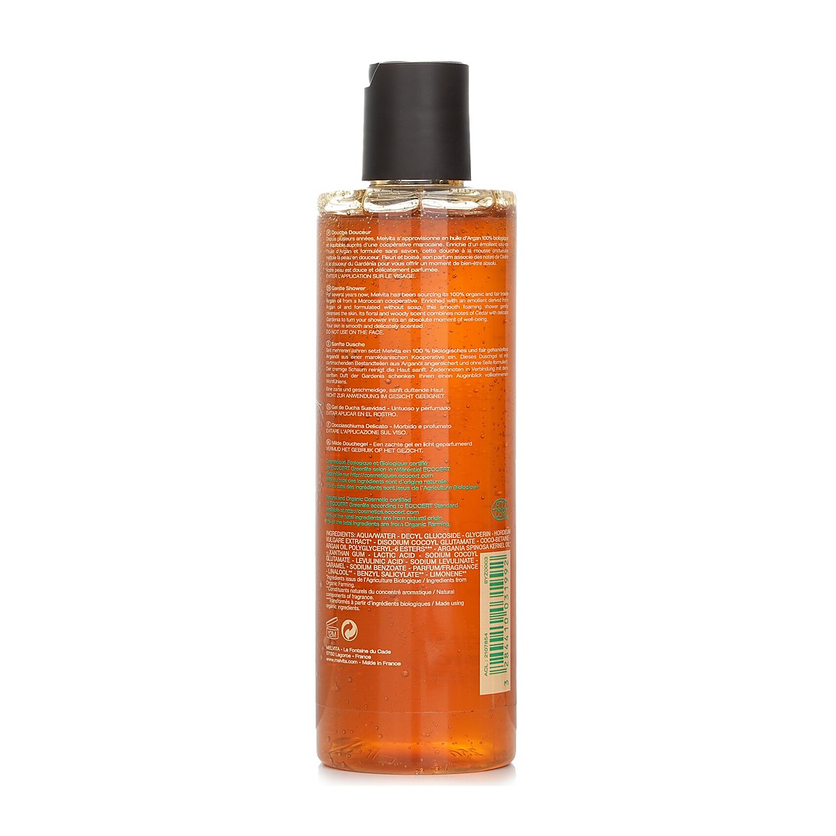 Melvita Jemn&aacute; sprcha L'Argan Bio - jedinečn&aacute; vůně v hladk&eacute;m gelu 250ml/8.4oz