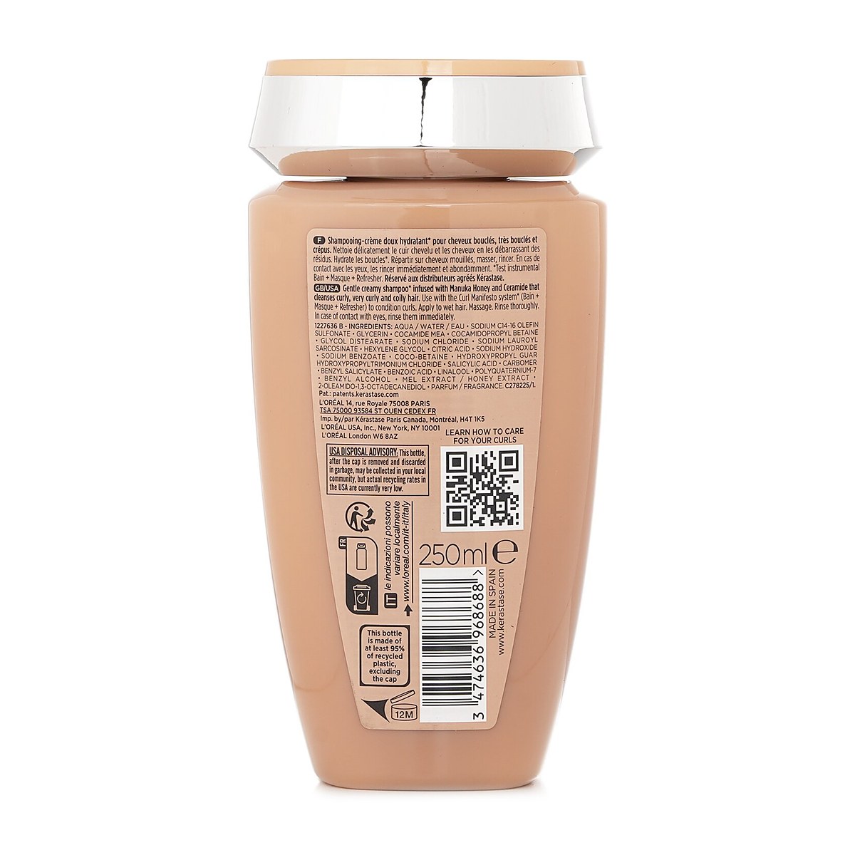Kerastase 컬 마니페스토 젠틀 하이드레이팅 크리미 샴푸 250ml/8.5oz