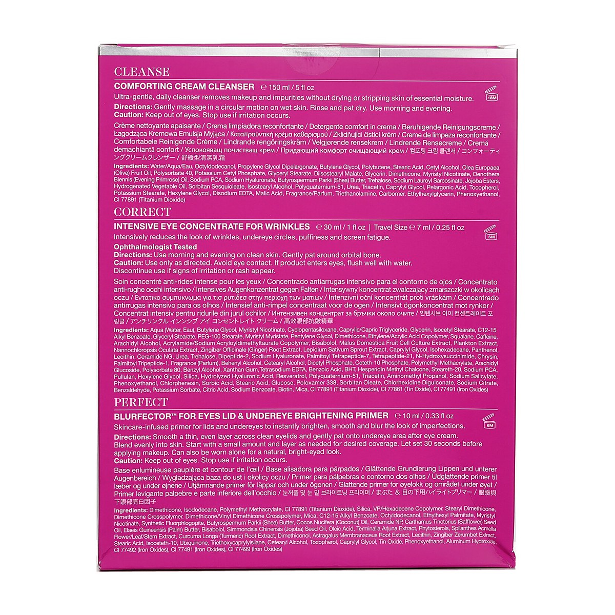 StriVectin Skin Transforming Collection (Trio de tamanho completo): Cleanser 150ml + Eye Concentrate (30ml+7ml) + Eyes Primer 10ml 4pcs