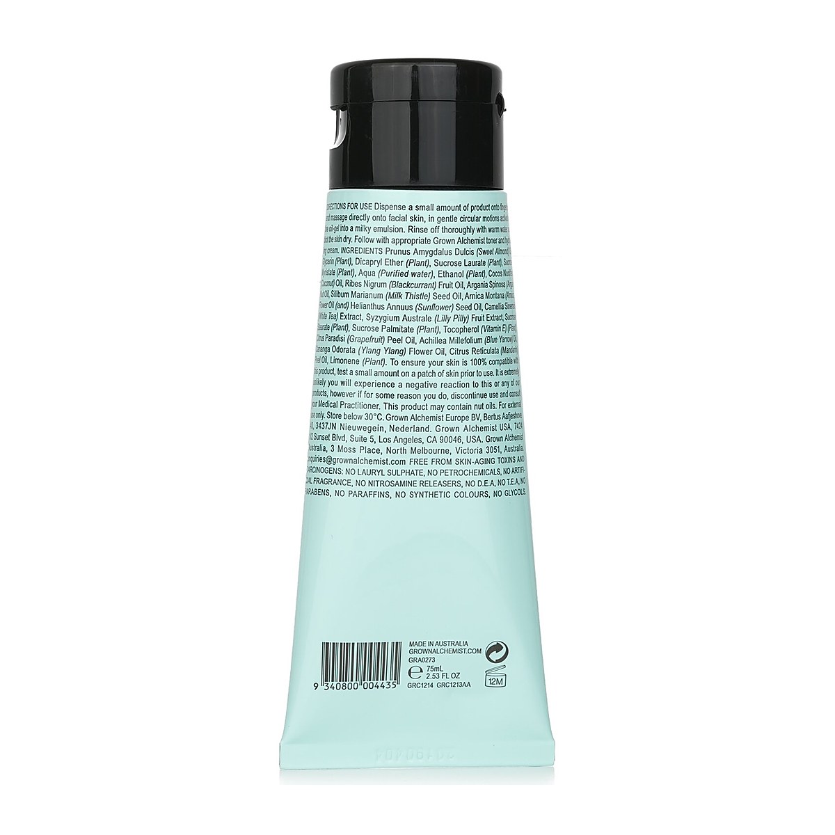 Grown Alchemist Olejkowo-żelowy żel do mycia twarzy Hydra+ - Ekstrakt CO2 z rozmarynu, Skwalan, Nasiona czarnej porzeczki 75ml/2.53oz