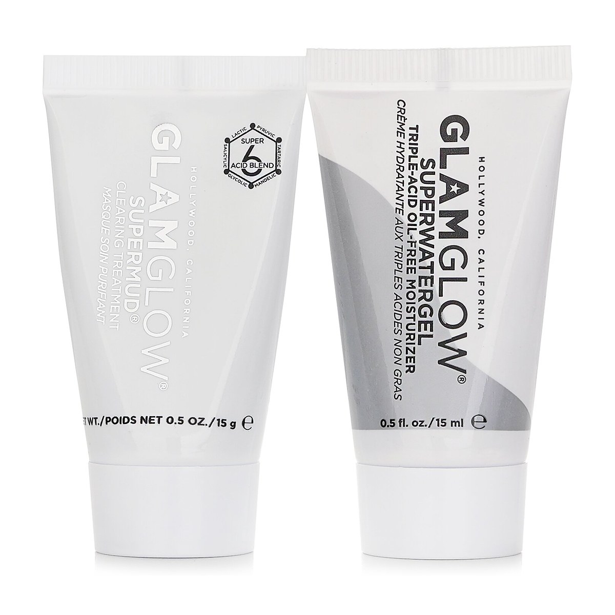 Glamglow Bộ sản phẩm l&agrave;m sạch & thu nhỏ lỗ ch&acirc;n l&ocirc;ng: Supermud Clearing Treatment 15g + Superwatergel Moisturizer 15ml 2pcs