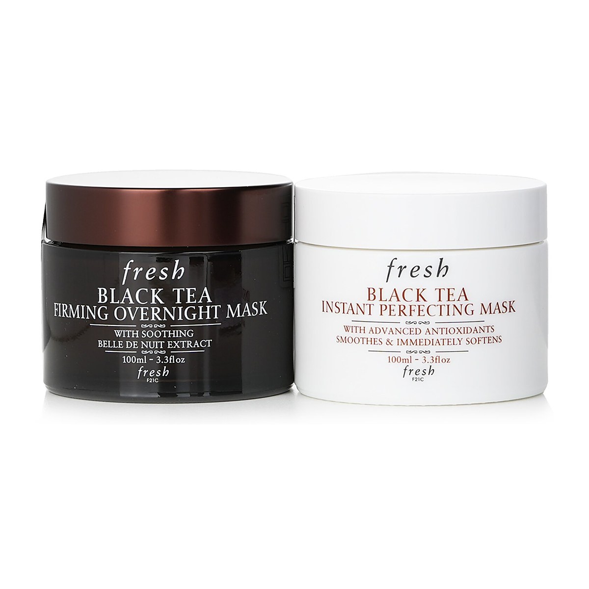 Fresh Black Tea Age-Delay For Night & Day -setti: Black Tea Instant Perfecting -naamio 100 ml + Black Tea kiinteytt&auml;v&auml; y&ouml;n yli naamio 100 ml 2x100ml/3.3oz