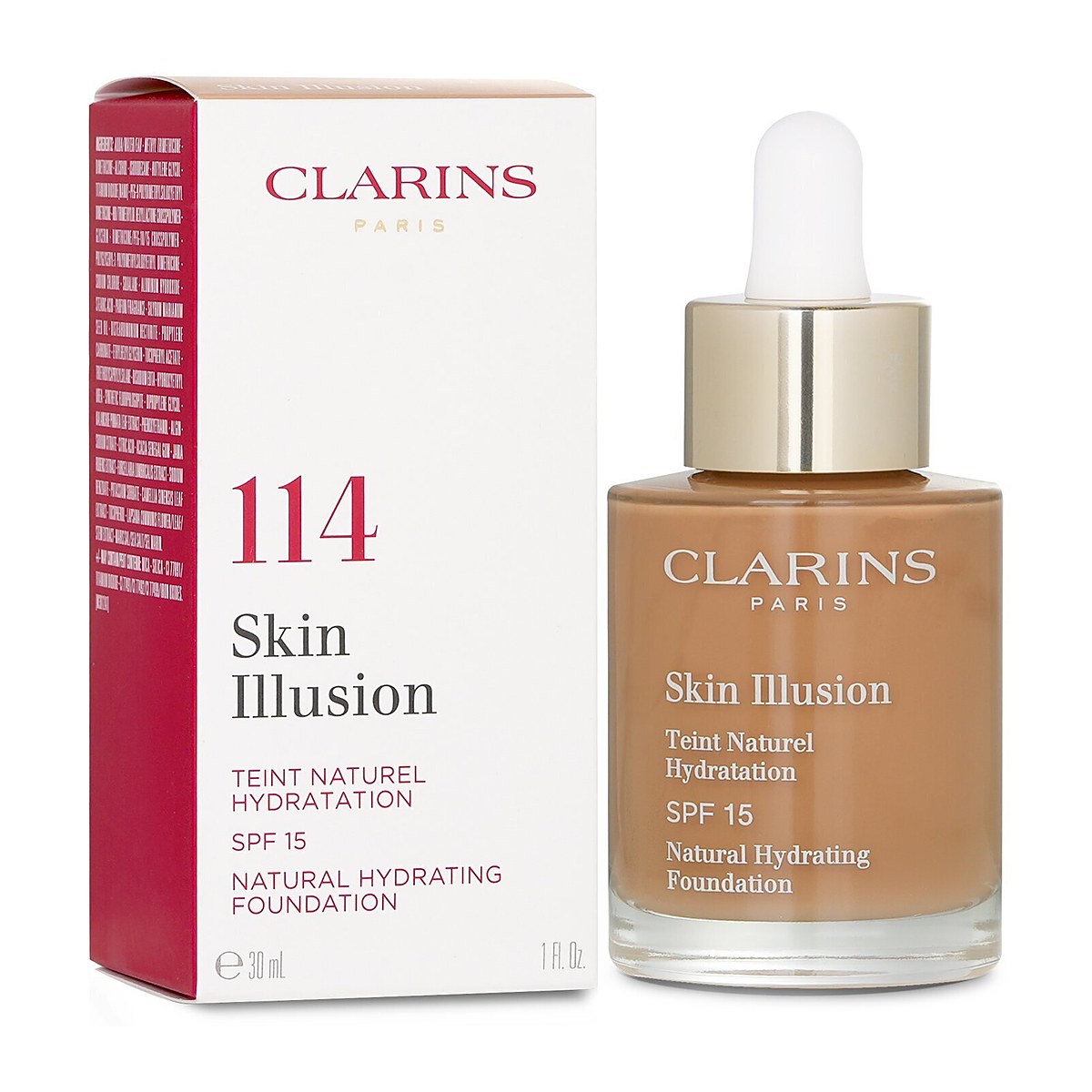 Clarins 스킨 일루젼 내추럴 하이드레이터링 파운데이션 SPF 15 114 카푸치노 30ml/1oz