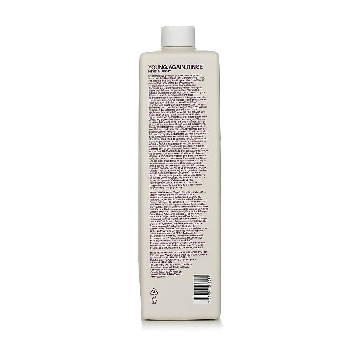 Kevin.Murphy Young.Again.Rinse (Immortelle and Baobab Infused Restorative Softening Conditioner - To Dry, Brittle or Damaged Hair) 1000ml/33.8oz