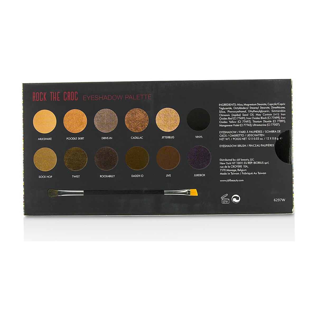 YBF Beauty Rock The Croc Eyeshadow Palette (12x Eyeshadow, 1x Double Ended Eyeshadow Brush) 12x0.8g/0.03oz