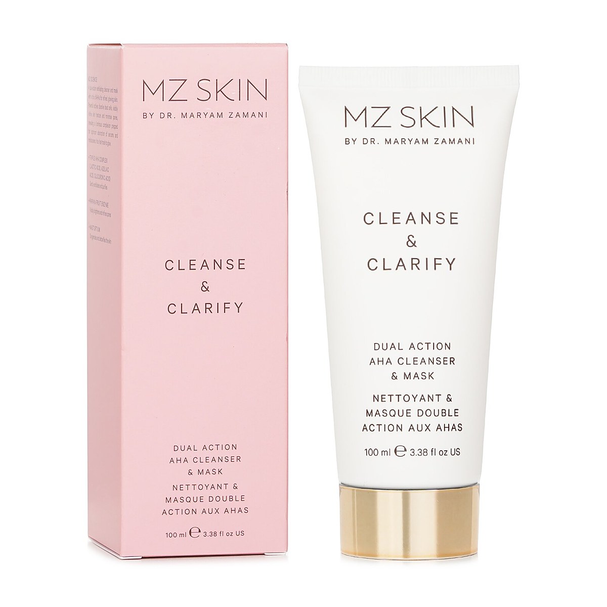 MZ Skin Rens og Klar Dobbeltvirkende AHA Renser og Maske 100ml/3.38oz