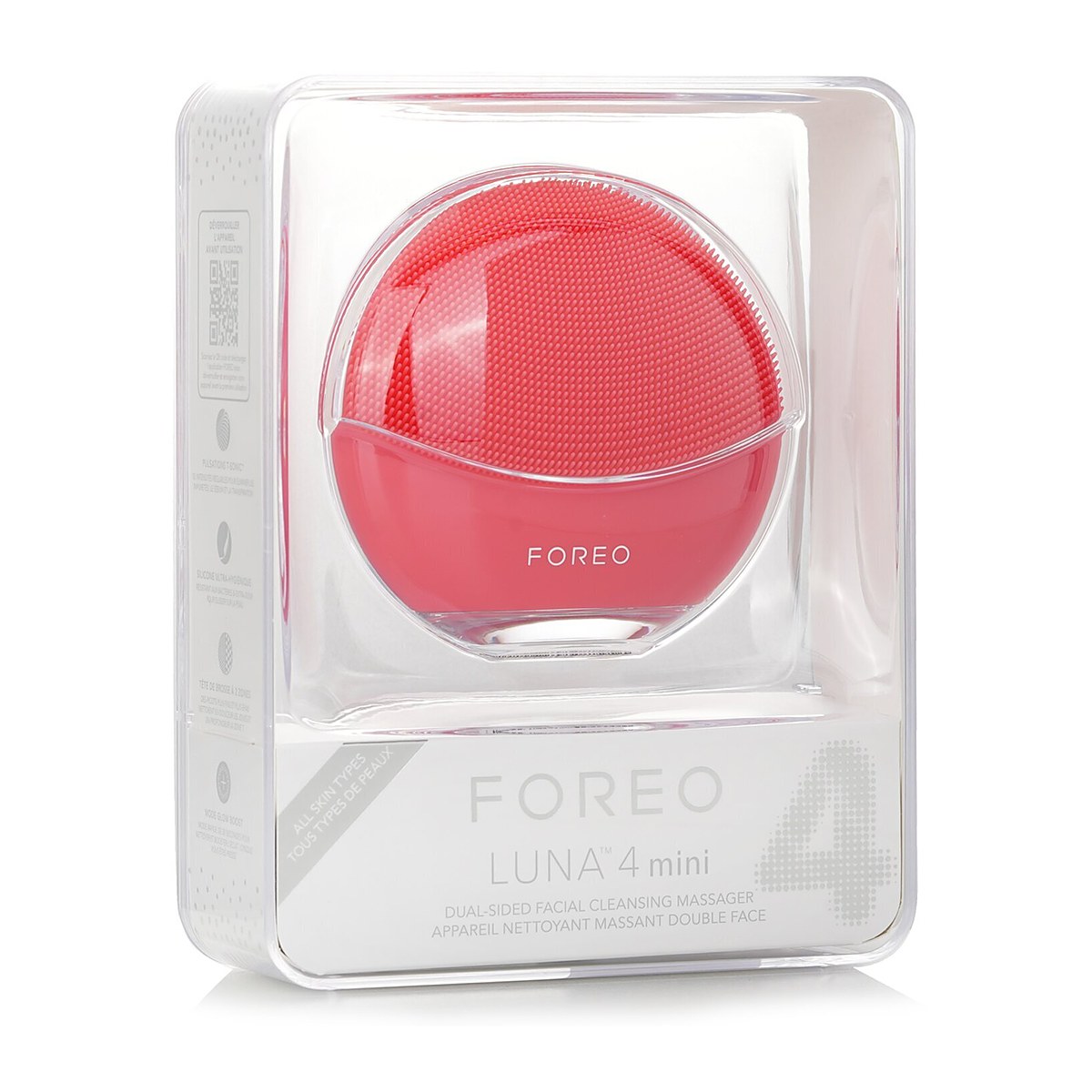 FOREO Luna 4 Mini Dual-Sided Facial Cleansing Massager Coral 1pcs