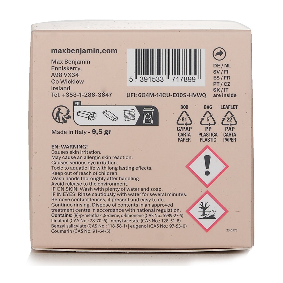 Max Benjamin Car Fragrance - French Linen Water 1pc
