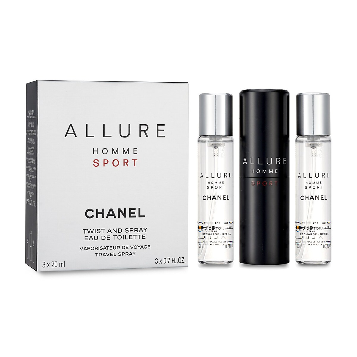 Chanel Allure Homme Sport Eau De Toilette Travel Spray (With Two Refills) 3x20ml/0.7oz
