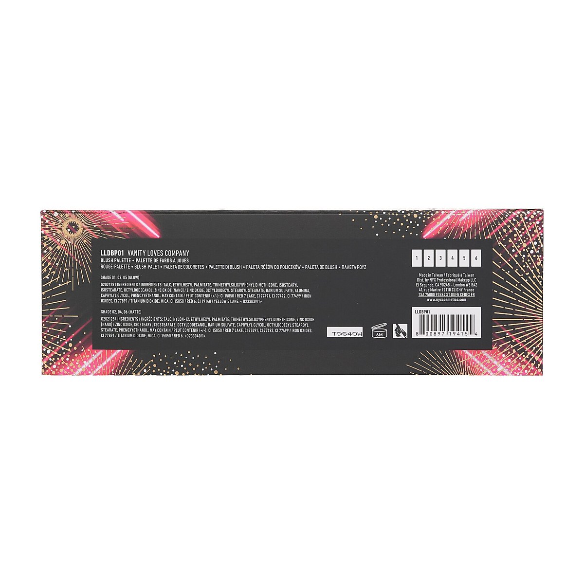 NYX Love Lust Disco Blush Palette (6x Blush) Vanity Loves Company 6x5g/0.17oz
