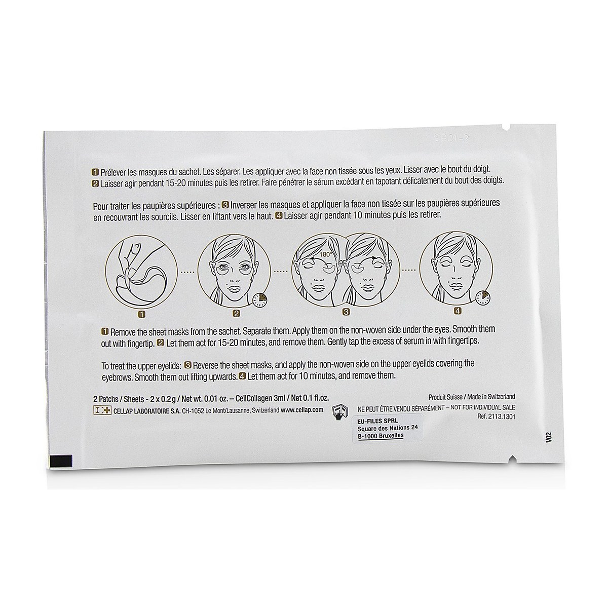 Cellcosmet & Cellmen Cellcosmet CellEctive CellCollagen Eye Contour Relaxing Smoothing Cellular Sheet Masks 5x2patchs