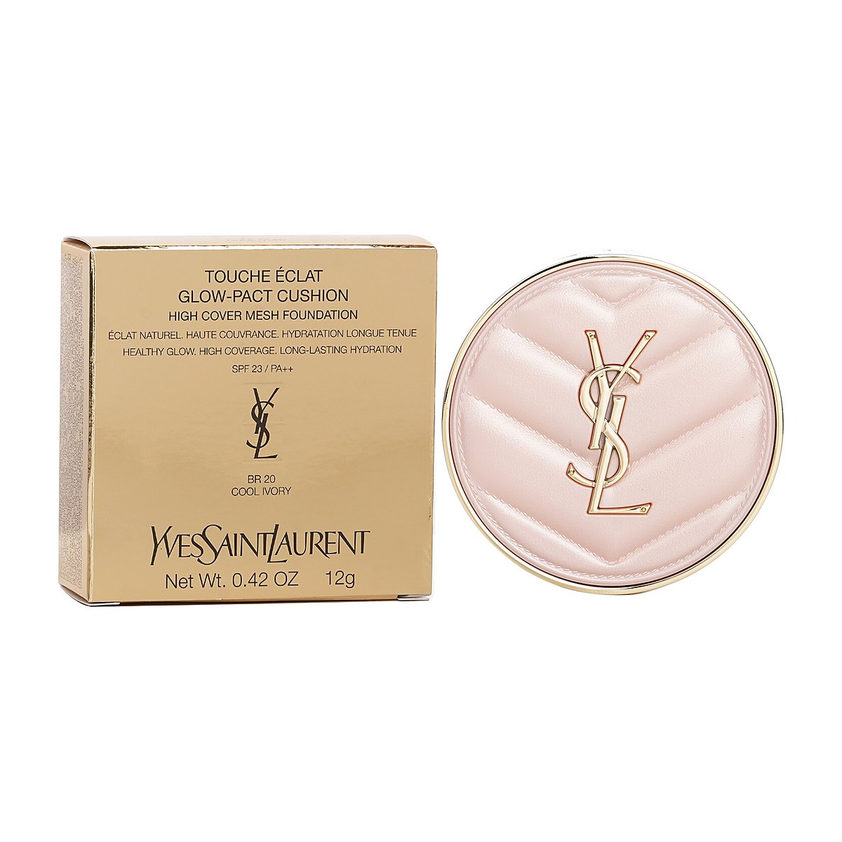Yves Saint Laurent Touche Eclat Glow Pact Cushion High Cover Mesh Foundation BR20 Cool Ivory 12g