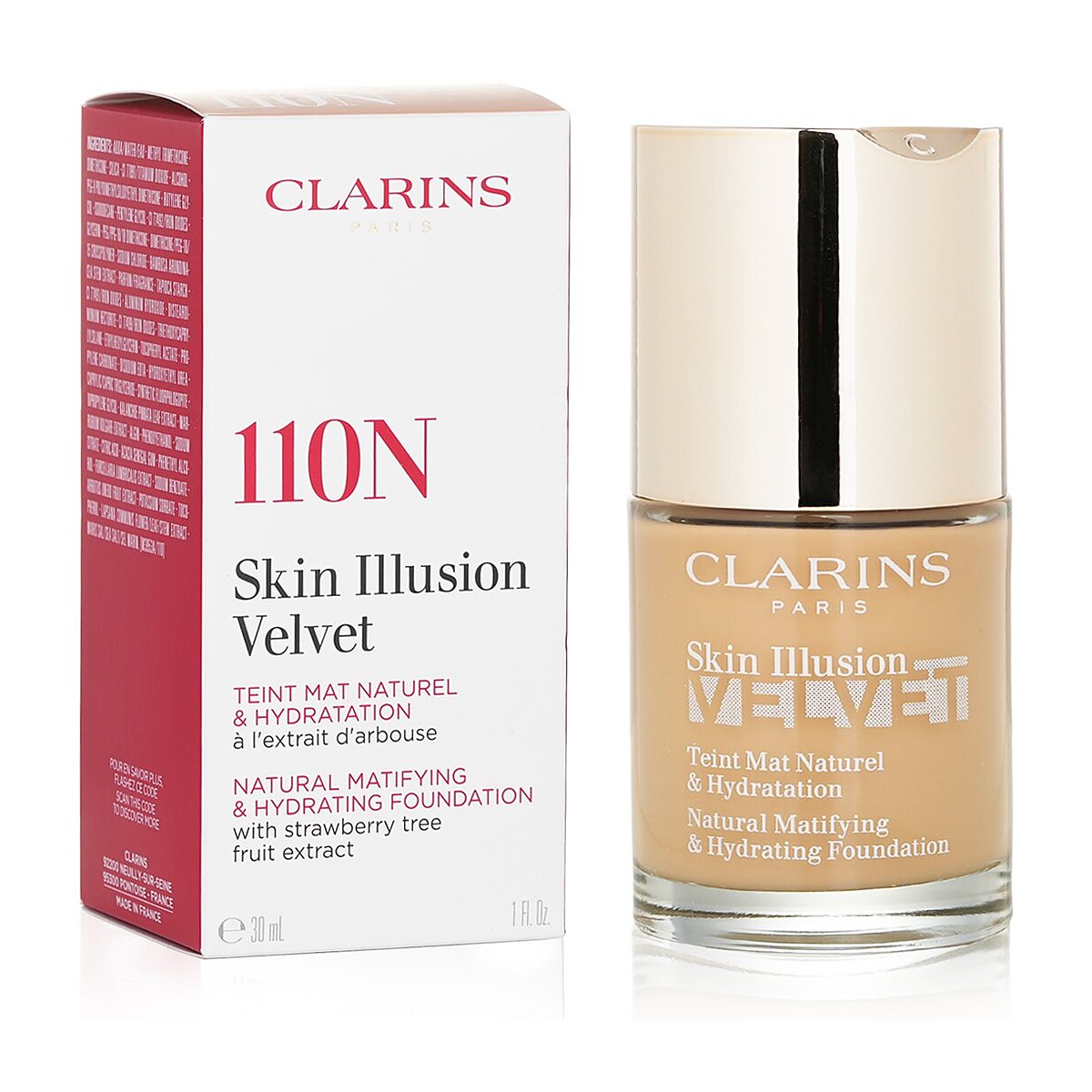 Clarins Skin Illusion Velvet Natural Matifying & Hydrating Foundation 110N Honey 30ml/1oz